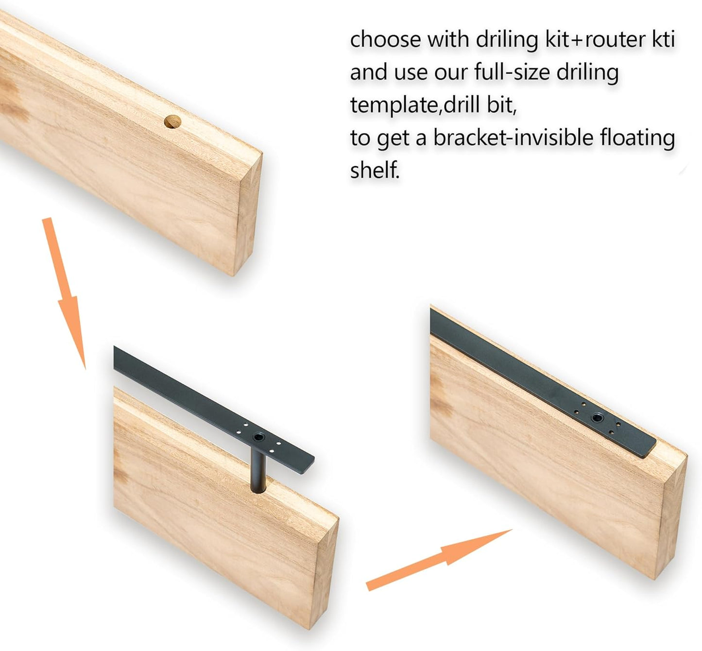 Hidden Shelf Brackets ， Floating Shelf Bracket ( Additional Brackets -NO Kits) 38 Inch -2 Pcs