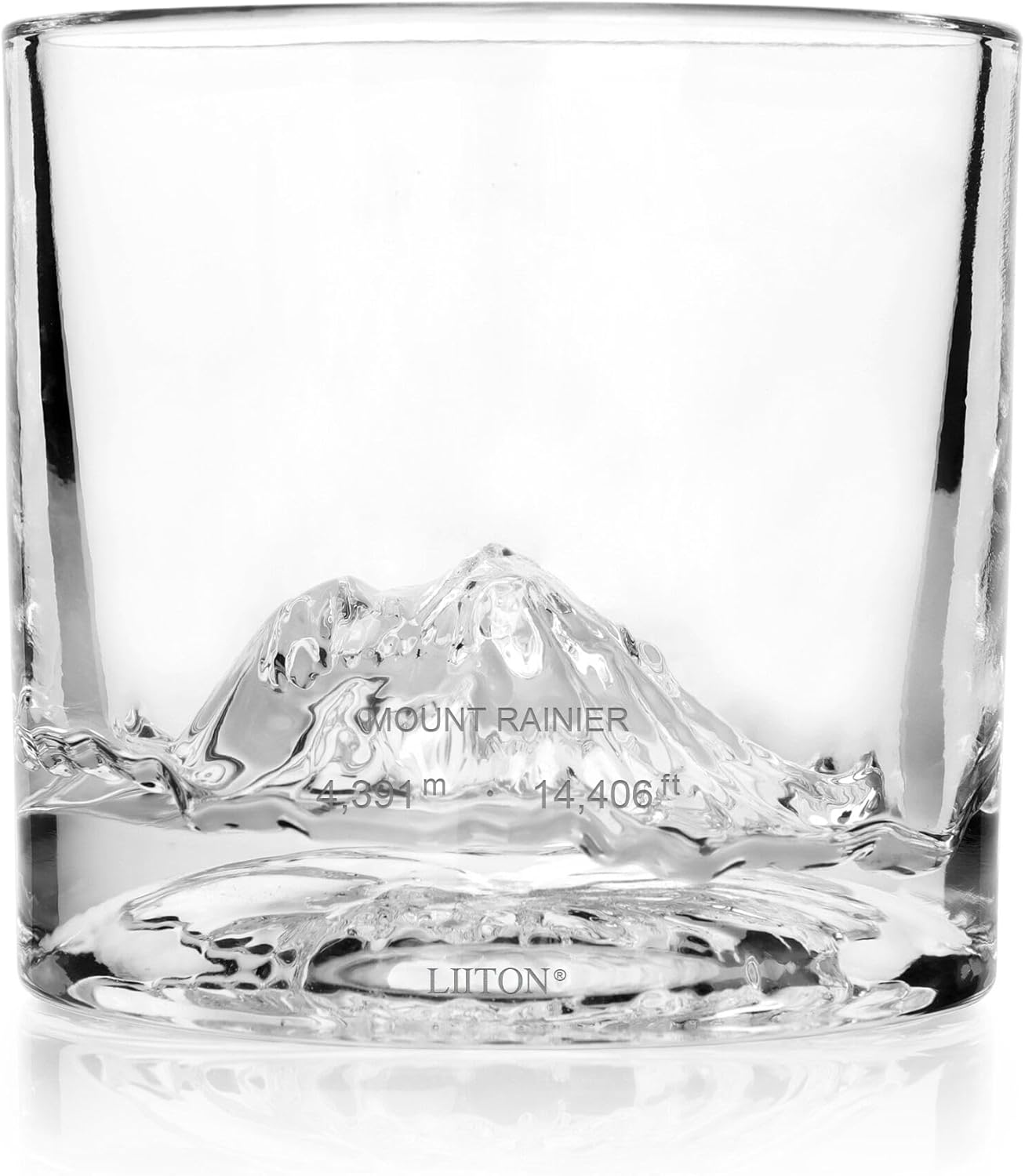 Mount Rainier Heavy Crystal Whiskey Glasses Gift Set of 2, Thick Freezable Bourbon Glass 1lb Each, Premium Whiskey Gifts for Men, Frozen Crystal Chills Cocktails, 10 oz