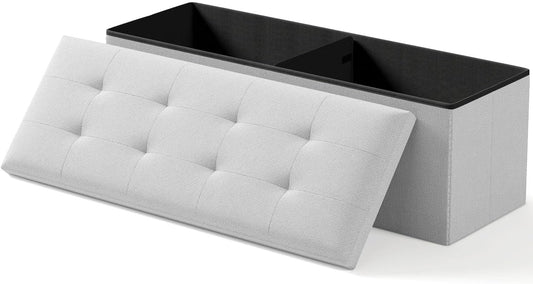 Storage Ottoman Bench, Folding Ottoman Foot Rest, End of Bed Bench,Storage Chest, for Living Room, Bedroom, Hallway, Entryway, Holds up to 700 lb (Light GREY1, 43")