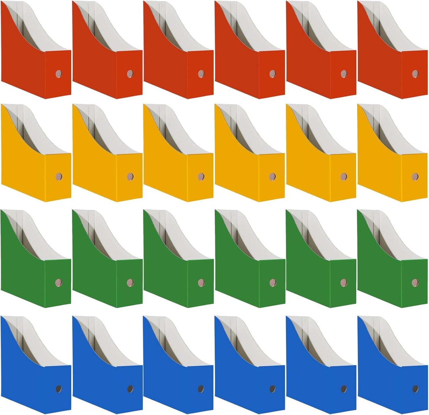 Cardboard Magazine Holder (24 Pack), Sturdy Book Bins for Classroom, Vertical File Folder Organizer, 10.6'' 10.2'' 3.5'' Inch Magazine Rack (Multi-Color, 24 Pack)