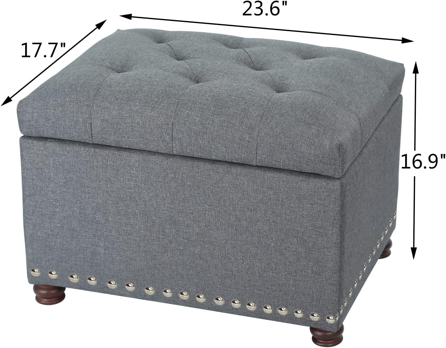 Joveco Storage Ottoman Bench Rectangular Fabric Organization Foot Rest, 24 Inch Modern Tufted Bedroom Foot Stool and Seat for Entryway, Bedroom, Living Room