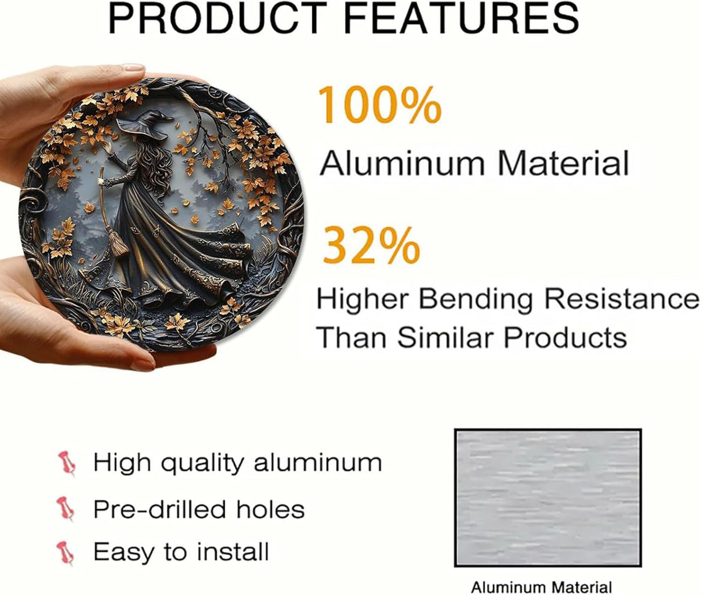 Fanyil/Olygee/Sherum/Shirem/Pubyfun/Glosrity/Libilin/Graddi/Solymody/Gowebs/Goredny/Vianys Witching Hour, Door Way Hanging Decor Halloween, 2D Wooden Round Witches Sign (A+B, ‎7.87")