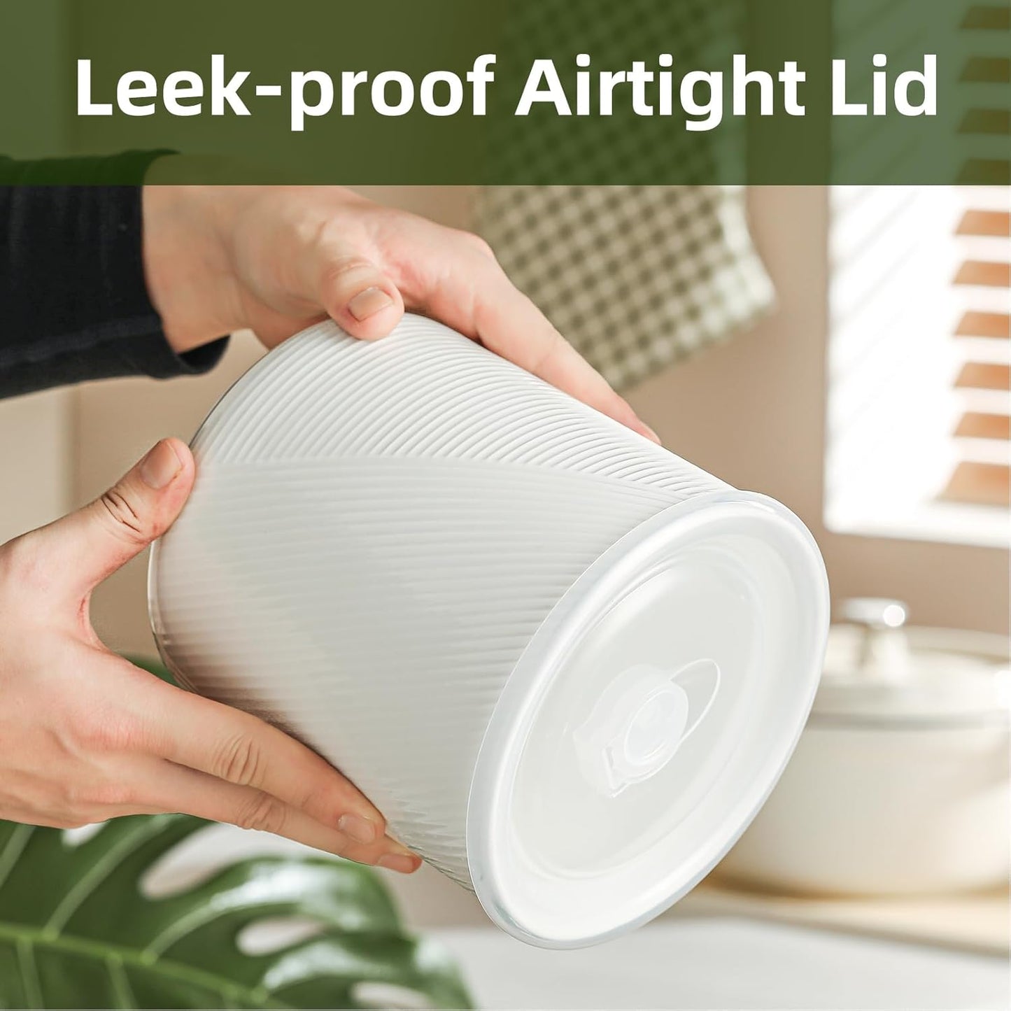 Food Storage Containers with Airtight Lids: Ceramic Canister Sets for Kitchen Countertop - Porcelain Jar for Coffee Tea Flour Sugar Rice Cookies Candy - White (75 oz)