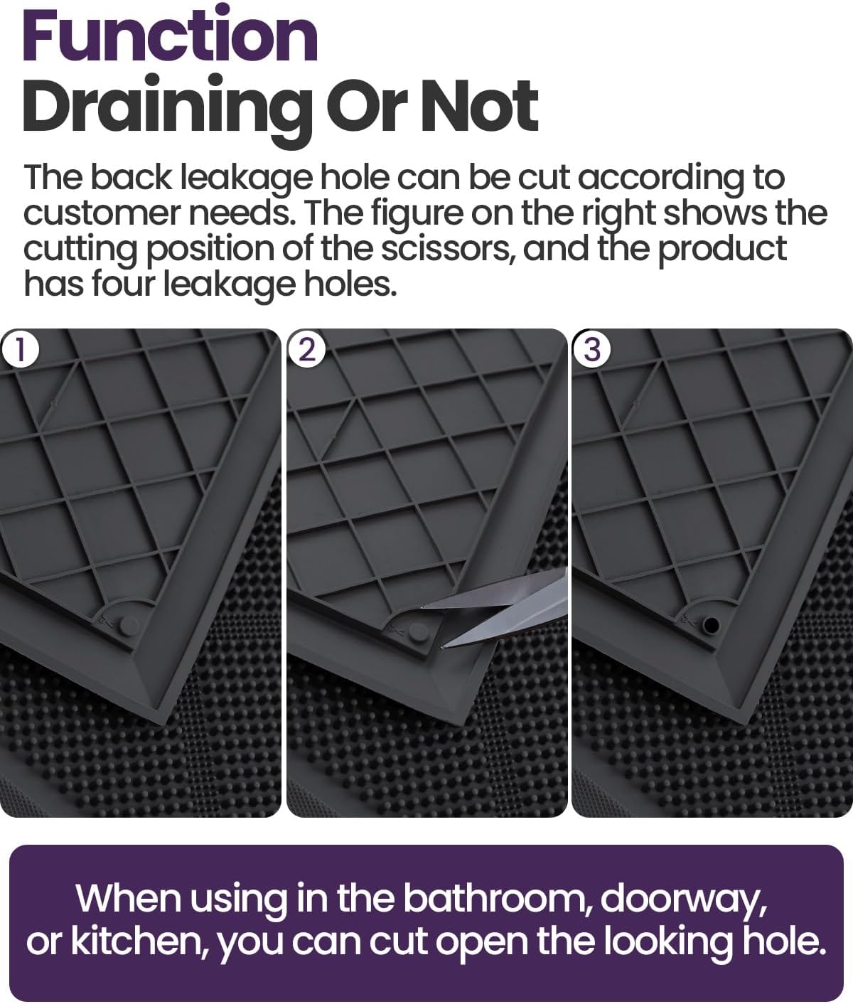 DEXI Front Door Mats Outside Entrance, 17x36 Rubber Waterproof Dirt Trapping Entry Mat for Entryway, Heavy Duty Non-Slip Low-Profile Welcome Doormat All Weather for Patio, Black