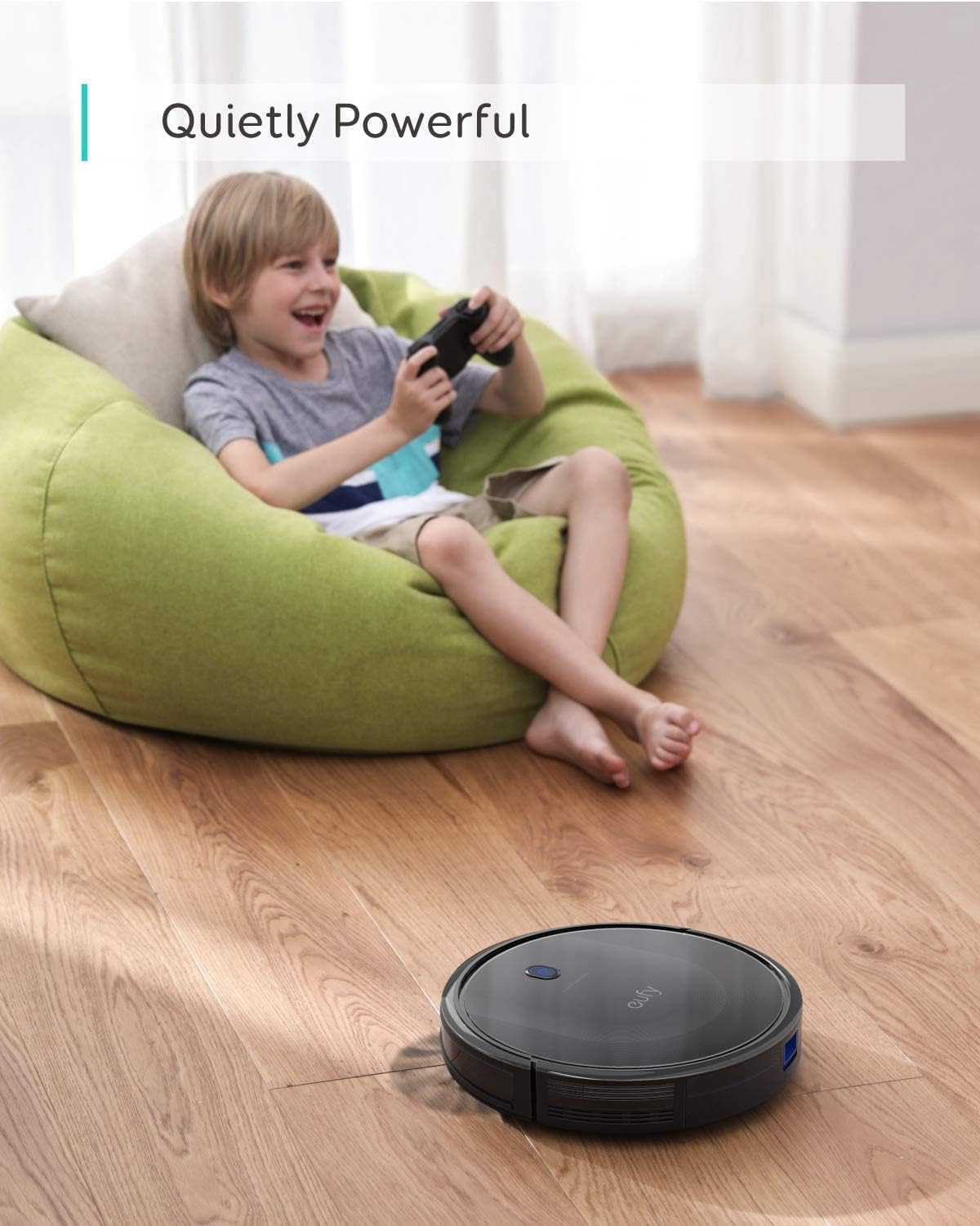 eufy Robot Vacuum 11S MAX, Super Thin, Powerful Suction, Quiet, Self-Charging Robotic Vacuum Cleaner, Cleans Hard Floors to Medium-Pile Carpets, Black