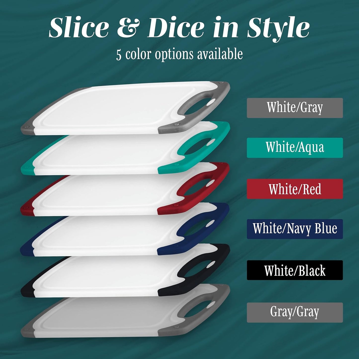 Cutting Boards for Kitchen - BPA-Free Chopping Board - Different Sizes & Non Slip Handles - Reversible, Large Cutting Board Set - Unique Gifts for Cooks Who Have Everything - 3-Pack Aqua