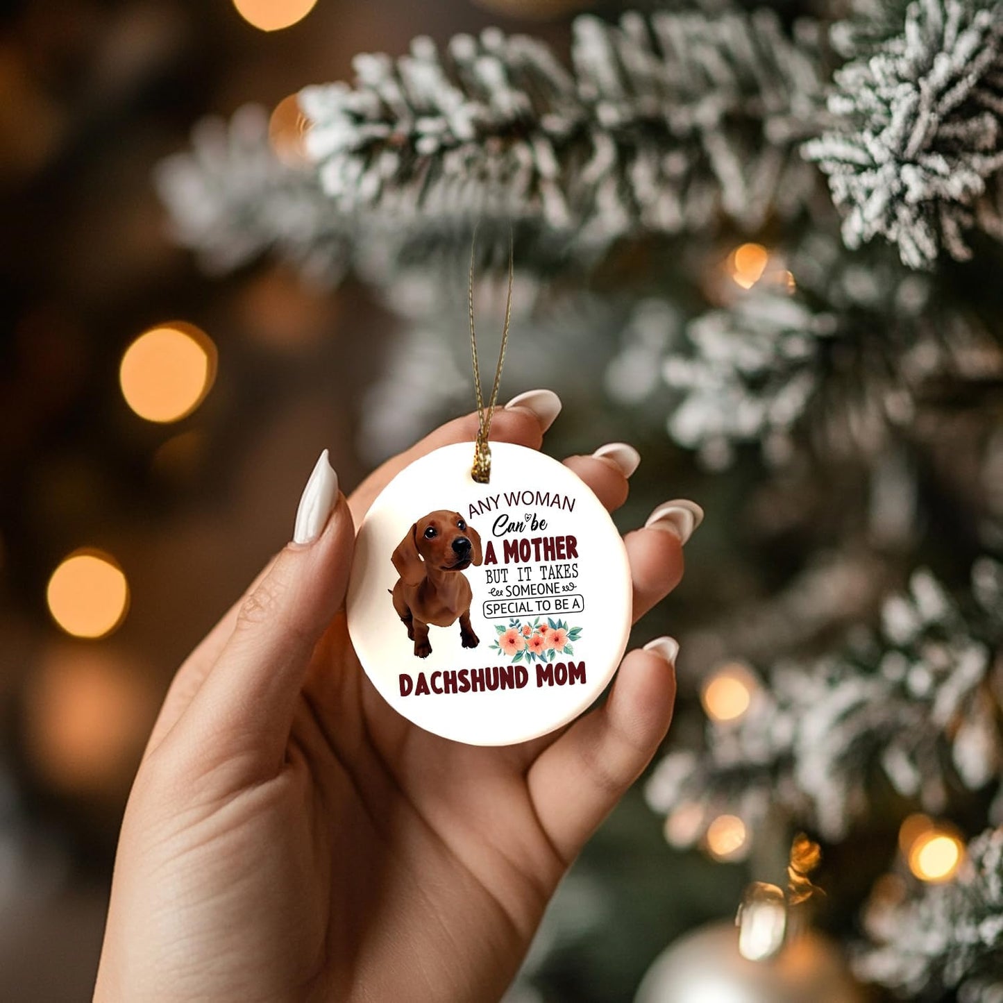 Dachshund Ornaments, Dachshund Ornaments for Christmas Tree, Dachshund Gifts, Dachshund Gifts for Women, Weiner Dog Gifts, Dachshund Mom Ceramic Ornaments, Dachshund Decorative Hanging Ornament