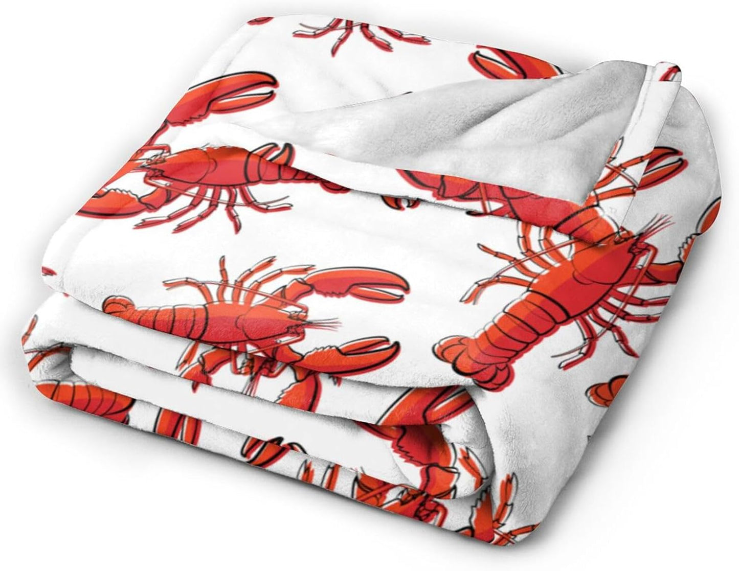 HGOD DESIGNS Red Lobster Fleece Throw Blanket Ultra Soft Cozy Blooming Decorative Flannel Blanket All Season for Home Couch Bed Chair Travel 50x60in