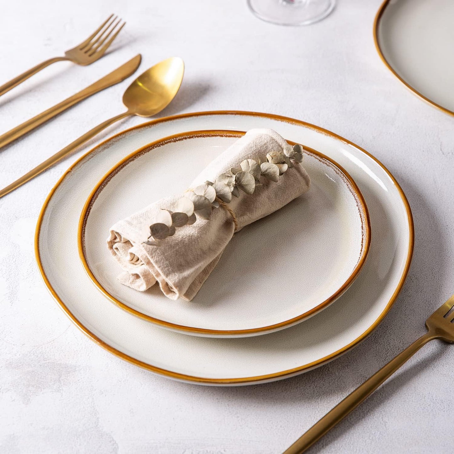 AmorArc Ceramic Dinnerware Sets,Handmade Reactive Glaze Stoneware Plates and Bowls Sets,Highly Scratch Resistant | Dishwasher & Microwave Safe Dishes Set,Service for 6 (18pc)