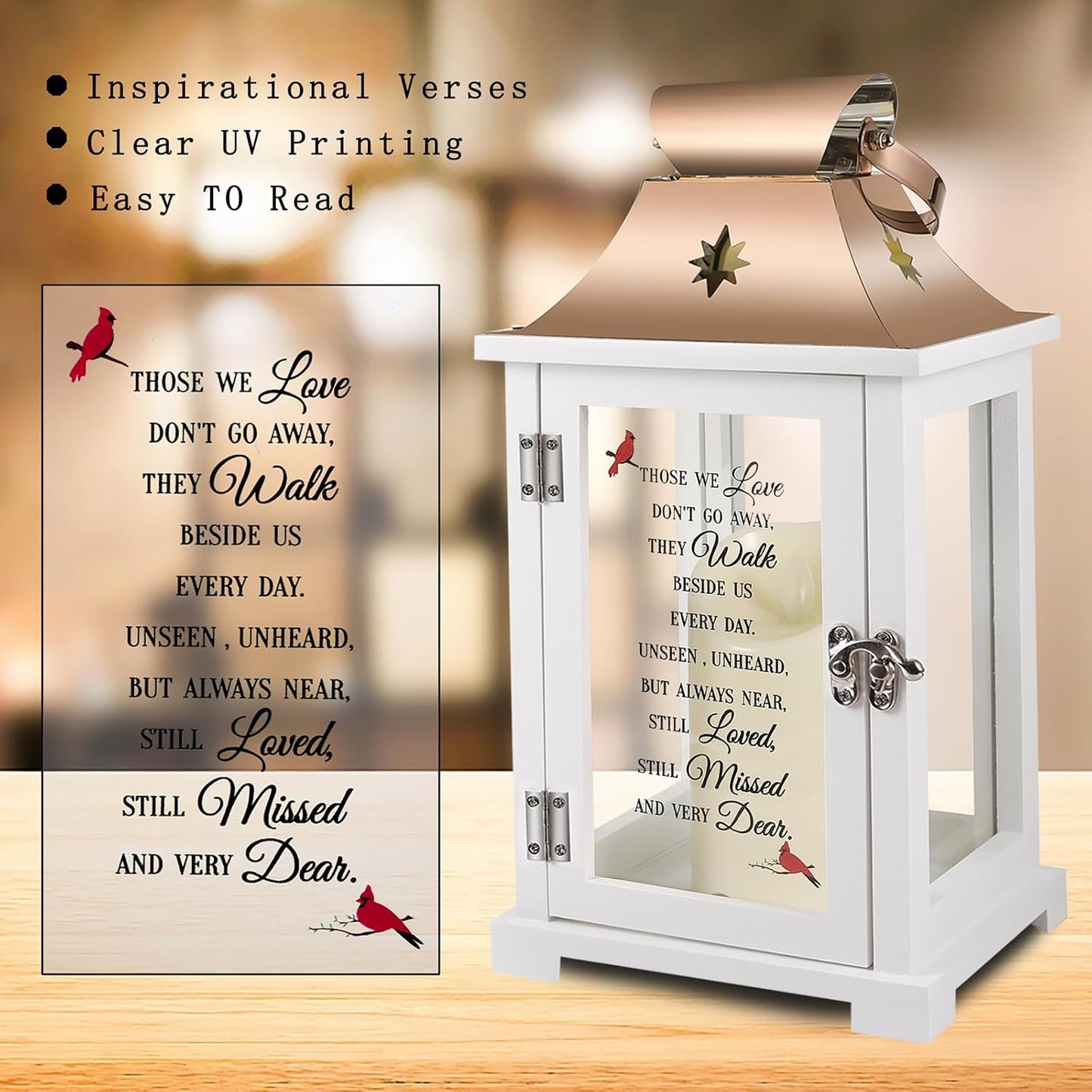 Memorial Lantern, Sympathy Gifts for Loss of Mom/Dad/Loved One, Bereavement Gifts, in Memory of Loved One Lantern,Celebration of Life, Memorial Gifts, Funeral Lantern,Those WE Love Don't GO Away