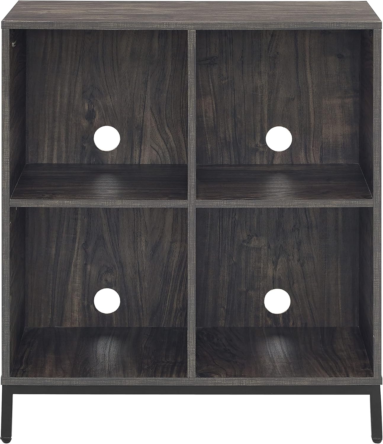 Crosley Furniture Jacobsen Storage Cube Bookcase and Record Player Stand with Vinyl Records Holder, Brown Ash