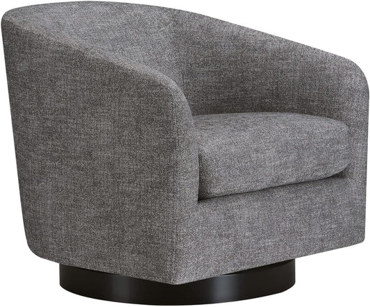 CHITA Swivel Accent Chair, FSC Certified Upholstered Fabric Barrel Chair for Living Room, Fully Assembled, Pebble Grey
