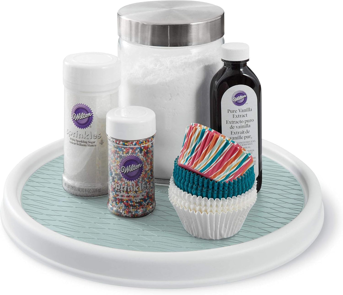 Copco Basics Non-Skid Pantry Cabinet Lazy Susan Turntable, 12-Inch, White (Pack of 2)