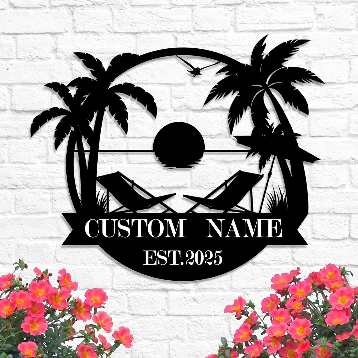 Custom Metal Beach Wall Art Sign - Personalized Size Outdoor/Indoor, Surfboard Decor, Lake House & Coastal Home Decor, Summer Gift - MADE IN USA