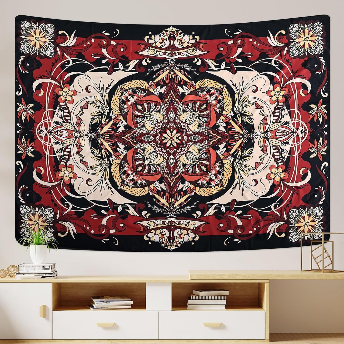 CHDGDHC Mandala Tapestry - Moth Wall Hanging, UV Resistant, Machine Washable, Lightweight, Psychedelic Bedroom Aesthetic Decor for Bedroom, Living Room, Yoga Room - 39.37x29.92 Inch
