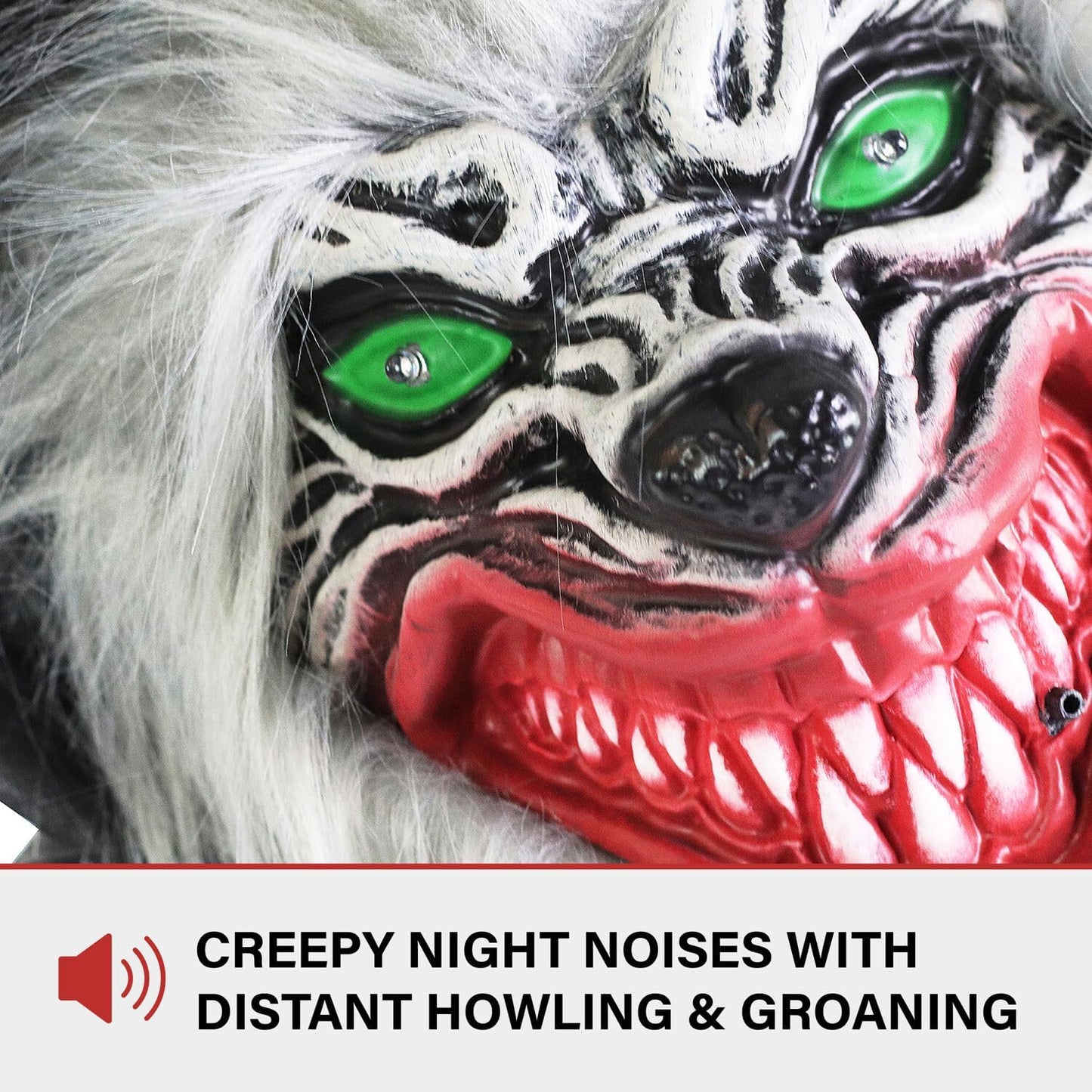 Haunted Hill Farm Squatting Werewolf Animatronic with Movement,Sounds,and Light-Up Eyes for Scary Halloween Decoration,24 x 18 x 30