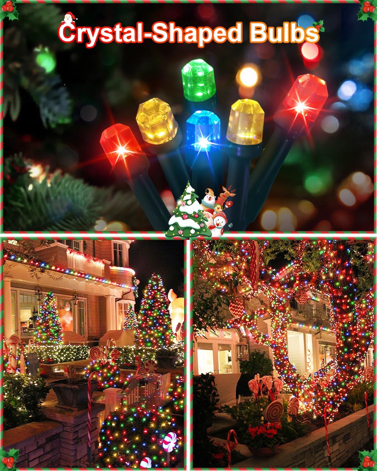 158 FT 480 LED Christmas Tree Lights, String Lights Green Wire with 8 Modes, Timer and Memory, Plug in Outdoor Waterproof Twinkle Lights for Indoor Yard Xmas Holiday, Multicolor