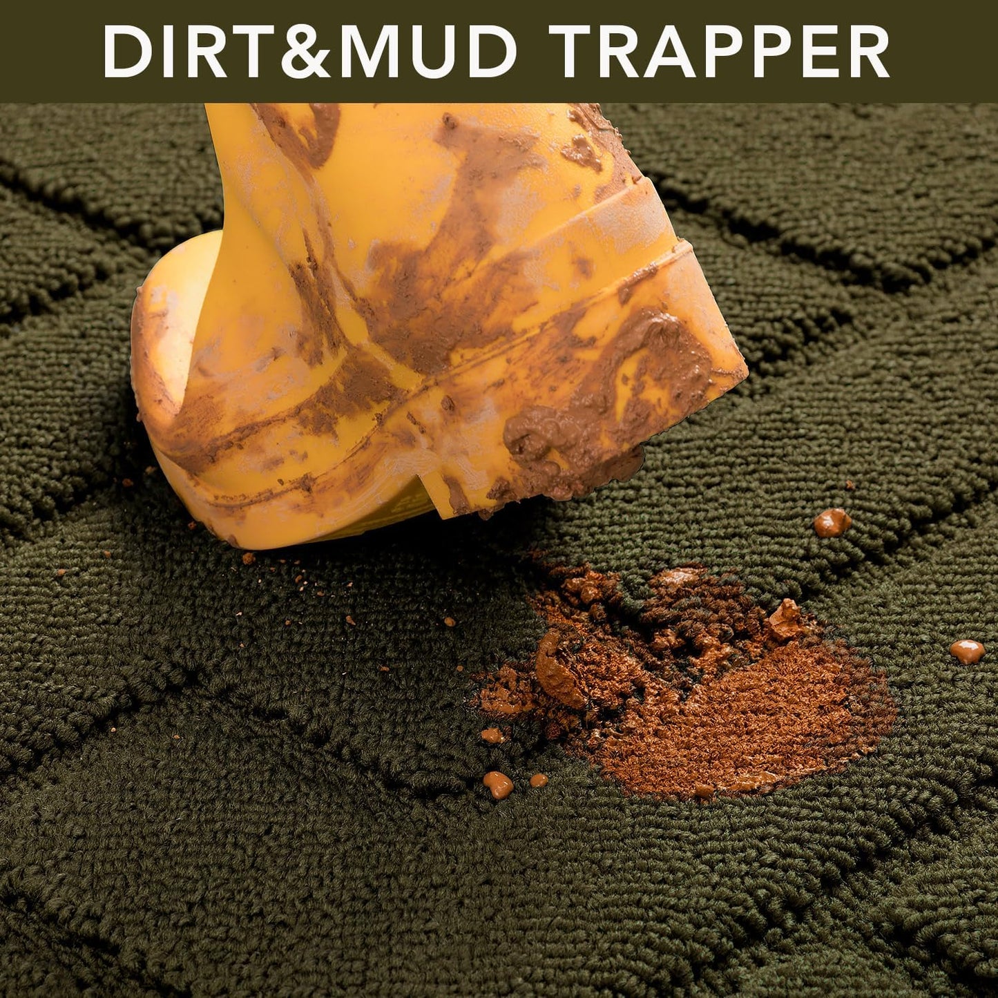 hicorfe Front Door Mat Outside Entrance,20"x31.5" Absorbent Muddy Dirt Resist Welcome Door Mats Outdoor Indoor,Stain and Fade Resistant,Non Slip Backing Entry Mat Doormat for Entryway(Oliver Green)