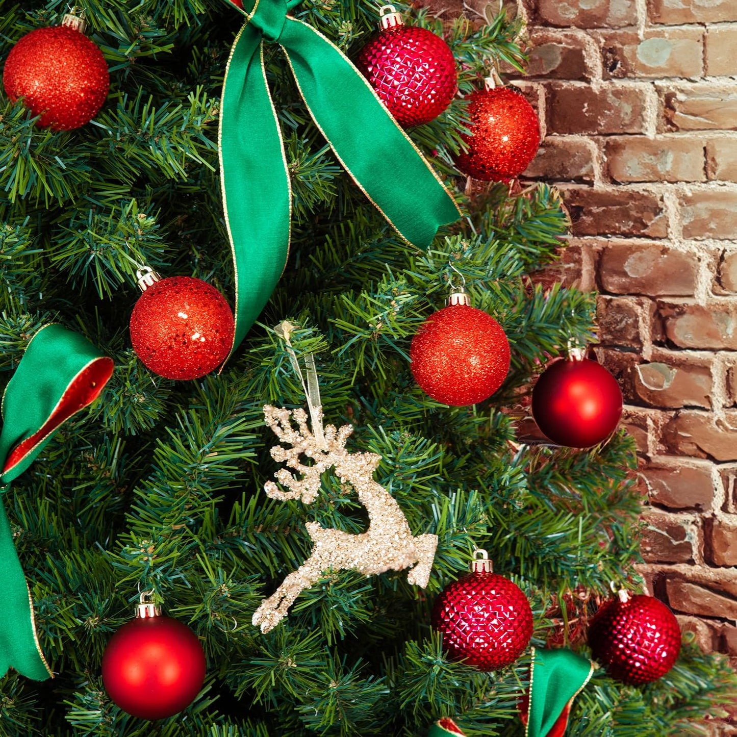 Every Day is Christmas Ornaments, Shatterproof Christmas Tree Ornament Set, Christmas Balls Decoration 50 Count (2.24"/57mm, New Red)