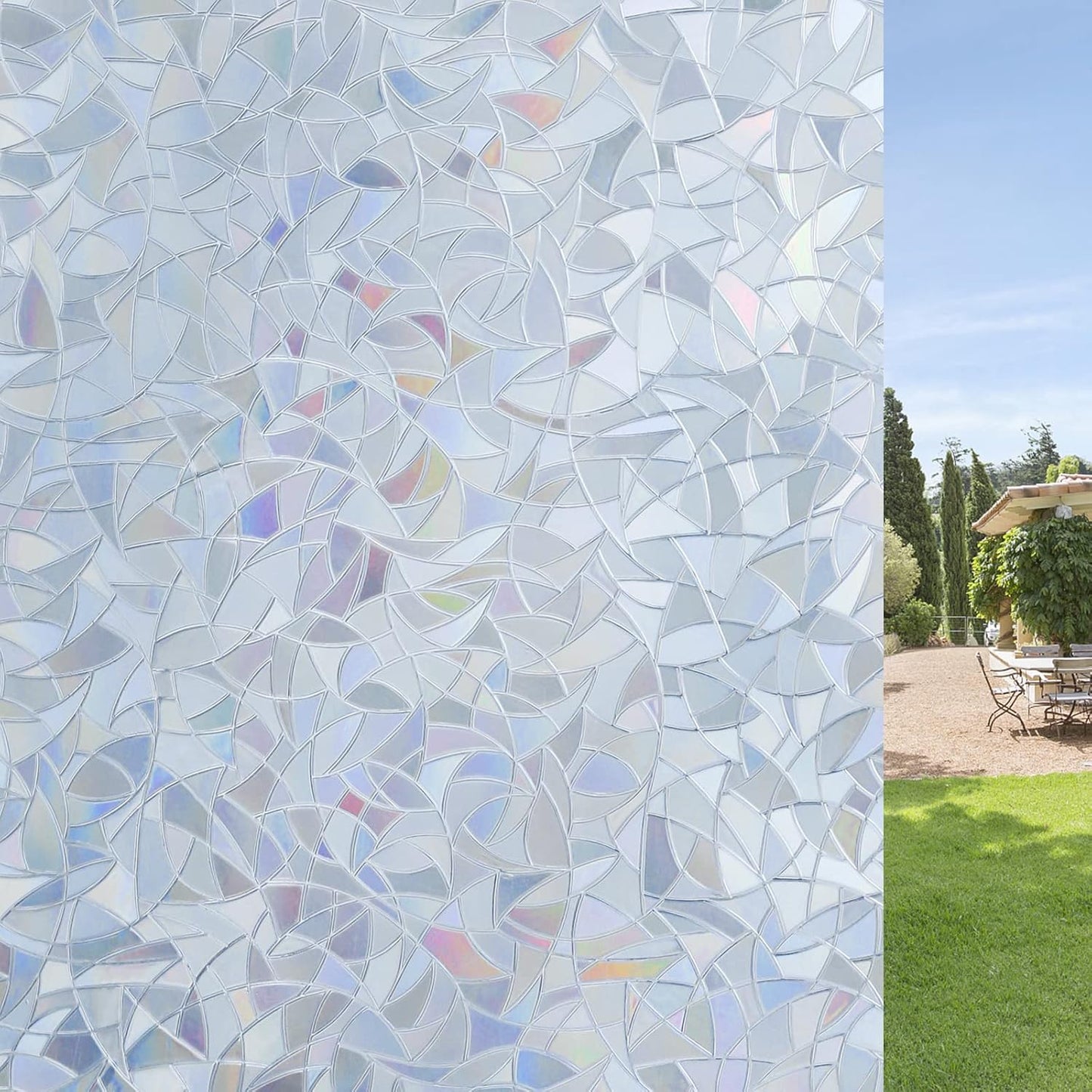 DOWELL One Way Window Film Daytime Privacy, Static Cling Window Tinting Film for Home, Decorative Stained Glass Stickers Heat Control Door Decal Clings, Grayish Silver, 23.6x118 inches