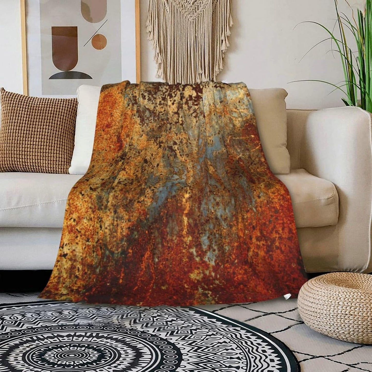 HGOD DESIGNS Brown Rust Colorful Metal Rusty Steel Iron Structure Blanket Throw Blanket Soft Comfortable for Sofa Chair Bed Office 40" x50
