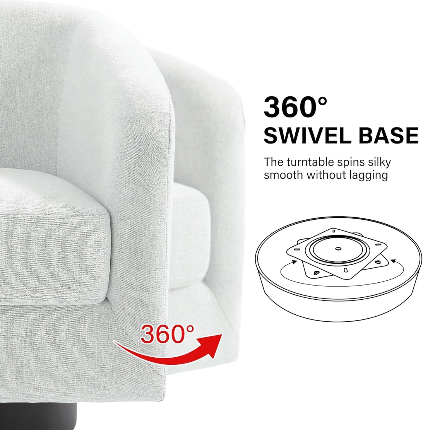 Swivel Barrel Accent Chair, Modern Round Chenille Fabric Arm Chair for Living Room, Bedroom, Comfy Club Reading Chairs for Adults（Chenille Fabric, Beige, Set of 4