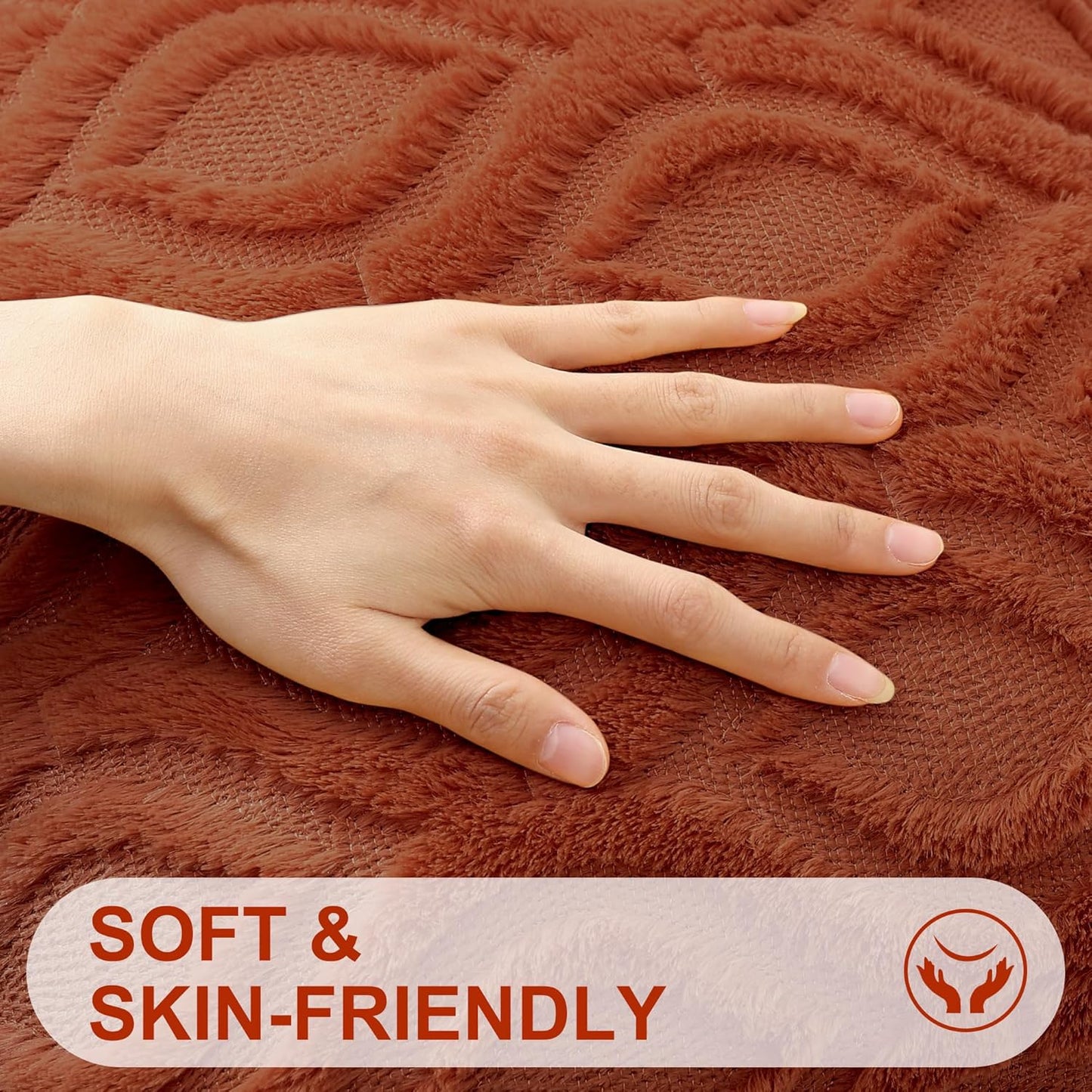 decorUhome Fall Throw Pillow Covers 18x18 Inch Set of 2, Soft Plush Decorative Faux Fur Rust Solid Couch Pillow Covers, Accent Farmhouse Neutral Square Euro Pillow Cases for Sofa Bed Living Room