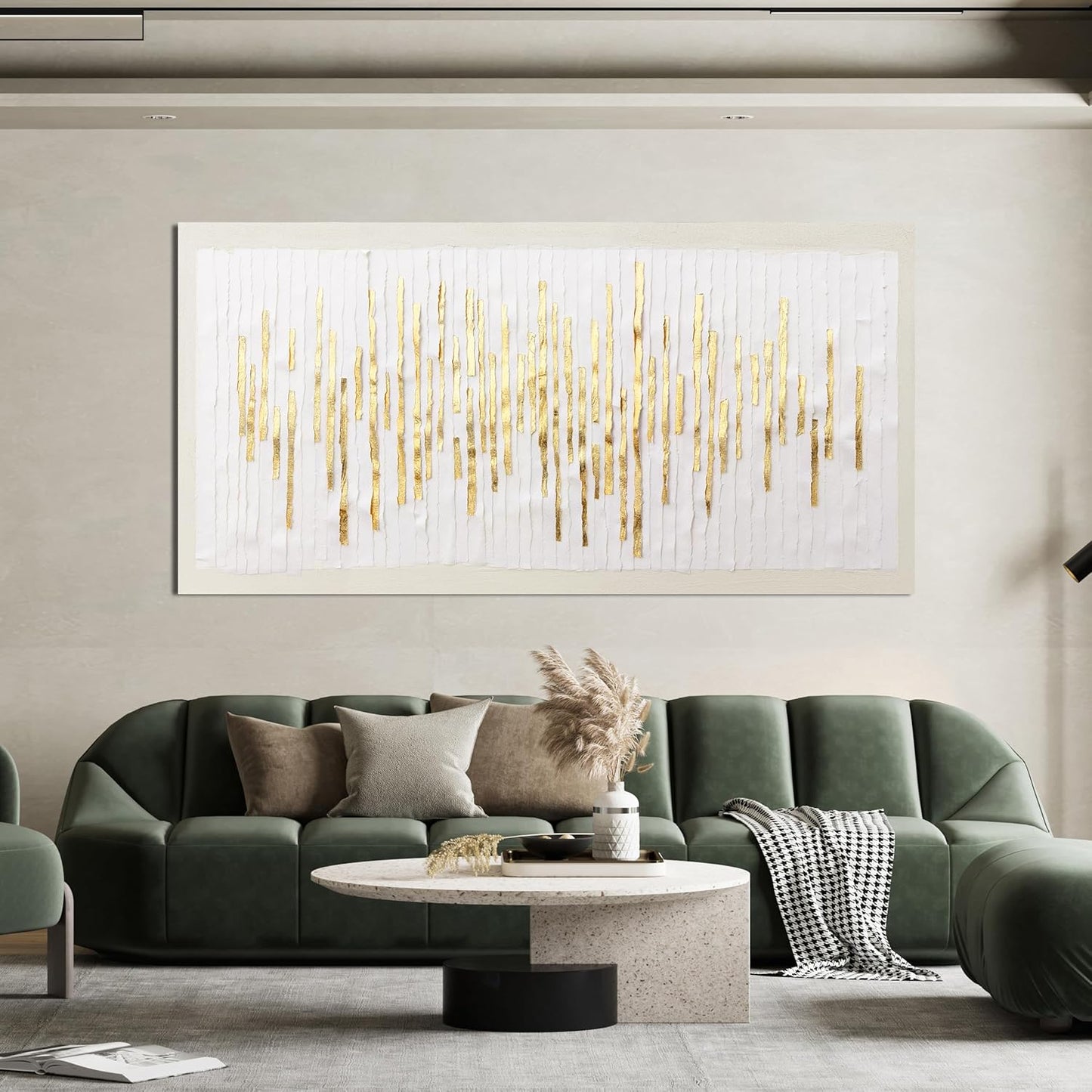 Canvas Wall Art Decor Modern Large Wall Decor For Living Room Gold Abstract Wall Art White Textured Wall Art Large Artwork for Walls Canvas Prints Art Work For Home Office Wall Decor 29" X 58"