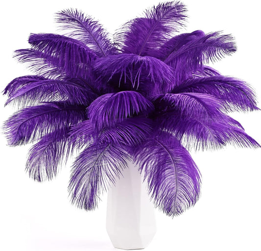 THARAHT Purple Ostrich Feathers 12pcs Natural Bulk 8-10Inch 20cm-25cm for Crafts Wedding Party Centerpieces Halloween and Home Decoration Feather