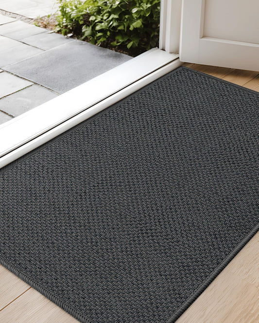 Color&Geometry Front Door Mat Indoor 17"x29", Rugs for Entryway, Non Slip Washable Low-Profile Inside, Entry Mat Entry Rug Door Mat Indoor Entrance, Grey (Rolled-up NO Creases)