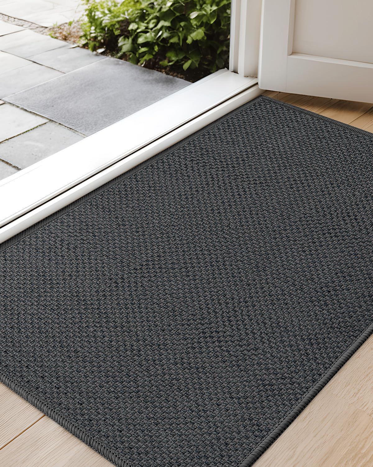 Color&Geometry Front Door Mat Indoor 26"x47", Rugs for Entryway, Non Slip Washable Low-Profile Inside, Entry Mat Entry Rug Door Mat Indoor Entrance, Grey (Rolled-up NO Creases)