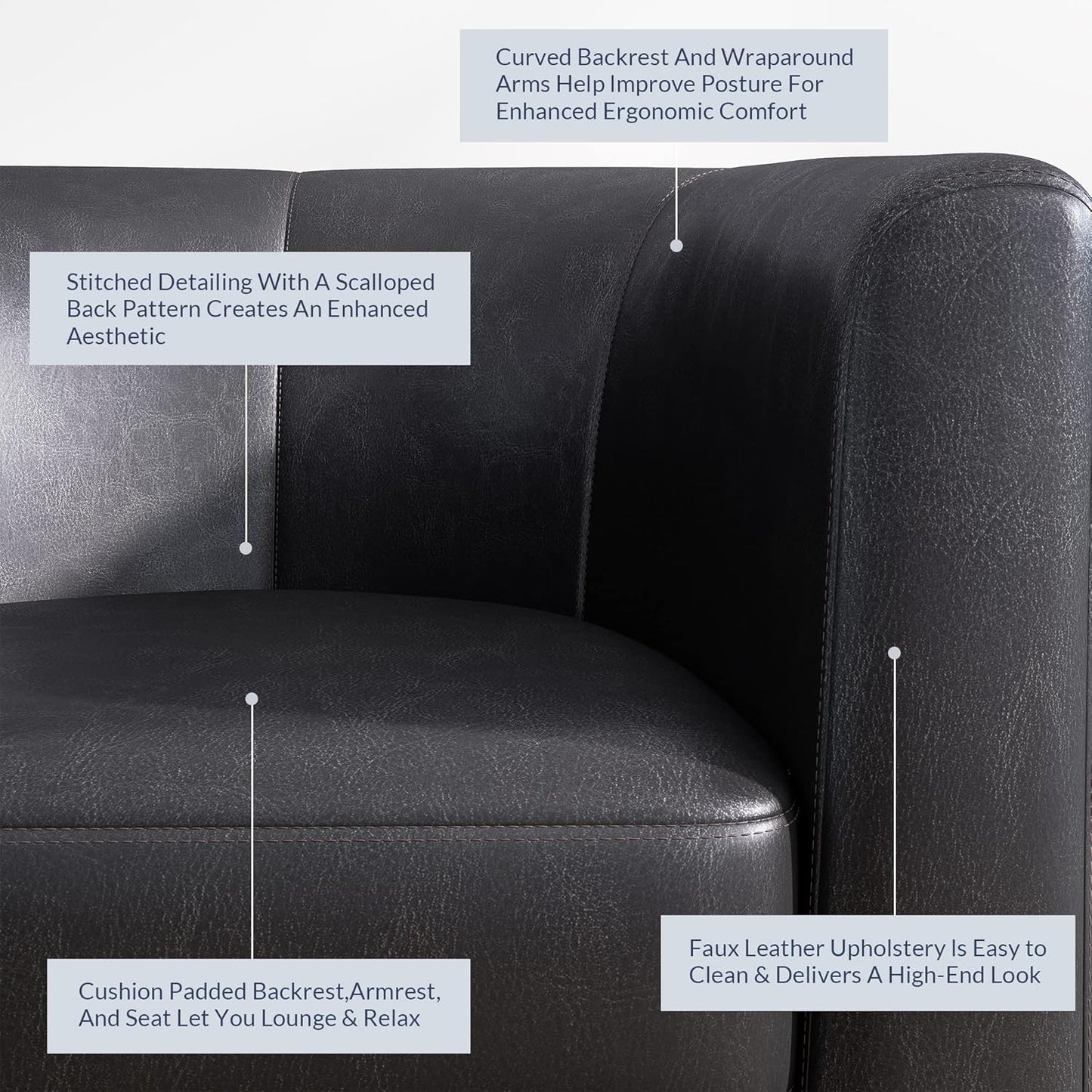 BELLEZE Accent Barrel Chair Set of 2, Linen Round Chair Club Tub Sofa Corner Chair with Flared Legs and Cozy Soft Padding for Living Room Bedroom Waiting Room - Brown