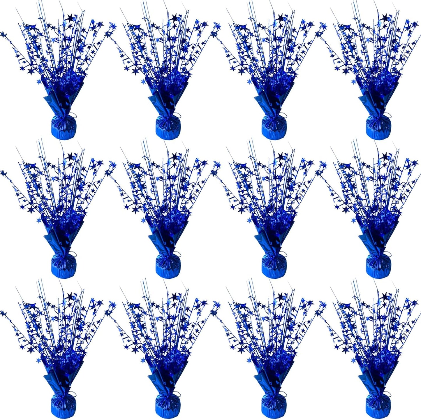 12 Pack Metallic Foil Spray Centerpiece Star Table Decoration Burst Table Centerpieces for Birthday Wedding Anniversary Graduation Holiday Party Supplies Decor, Blue