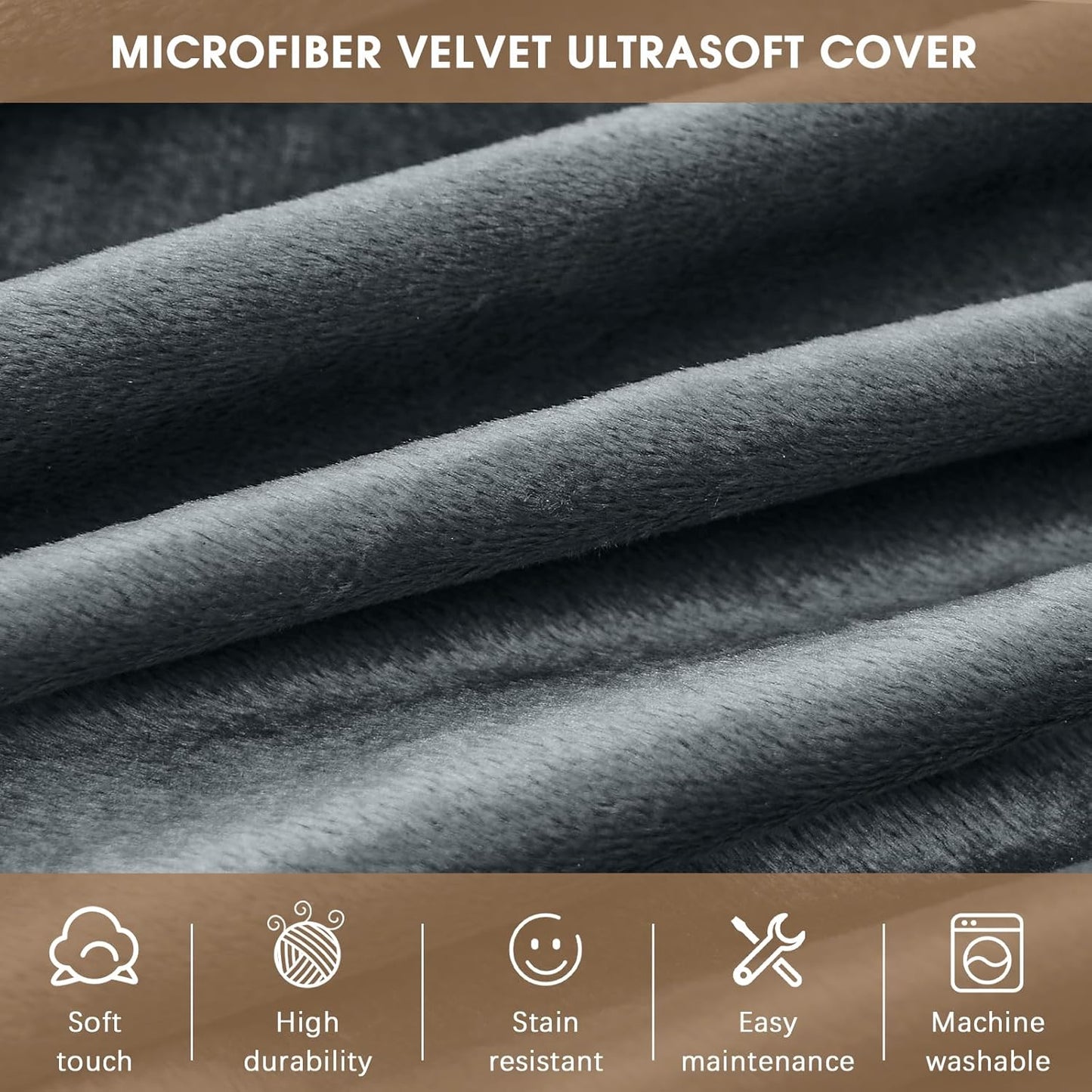 Bean Bag Chairs for Adults - Memory Foam Furniture BeanBag Chair - Kids/Teens Sofa with Soft Micro Fiber Cover - Round Fluffy Couch for Living Room Bedroom College Dorm - 4 ft, Grey