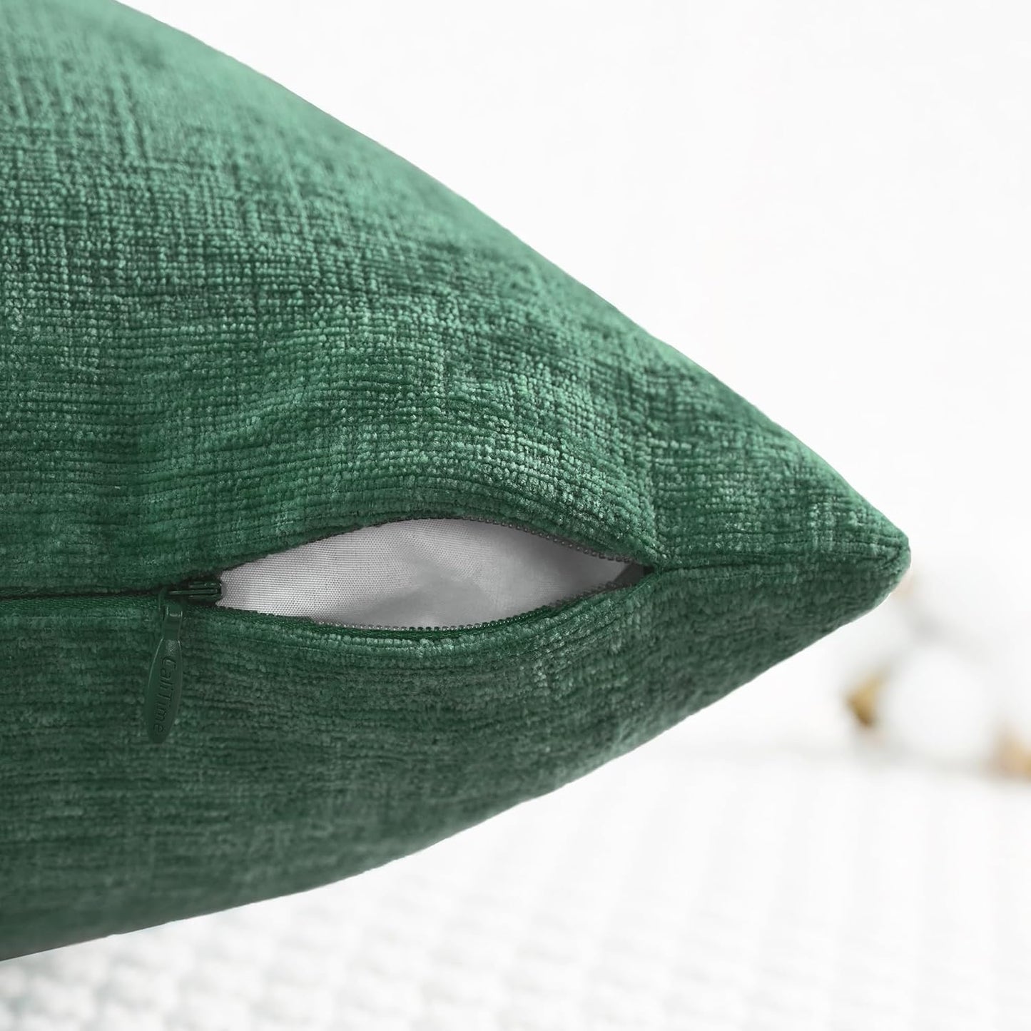 CaliTime Throw Pillow Covers Decorative 26 X 26 Inches Pack of 2 Cozy Chenille Cushion Cases for Couch Sofa Bed Living Room Home Dark Green