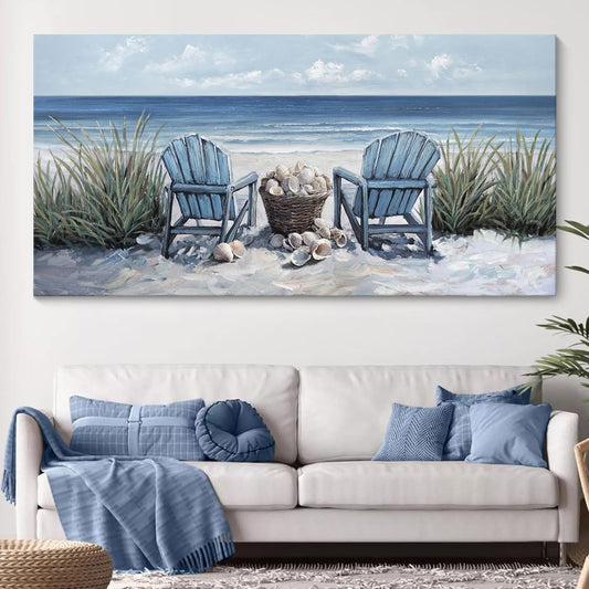HGUAOA Coastal Wall Art - Large Landscape Wall Pictures for Living Room, Bedroom Pictures, Ocean Beach Artwork, Blue Wall Art, Above Bed Decor, Coastal Landscape Wall Art, Beach Pinting