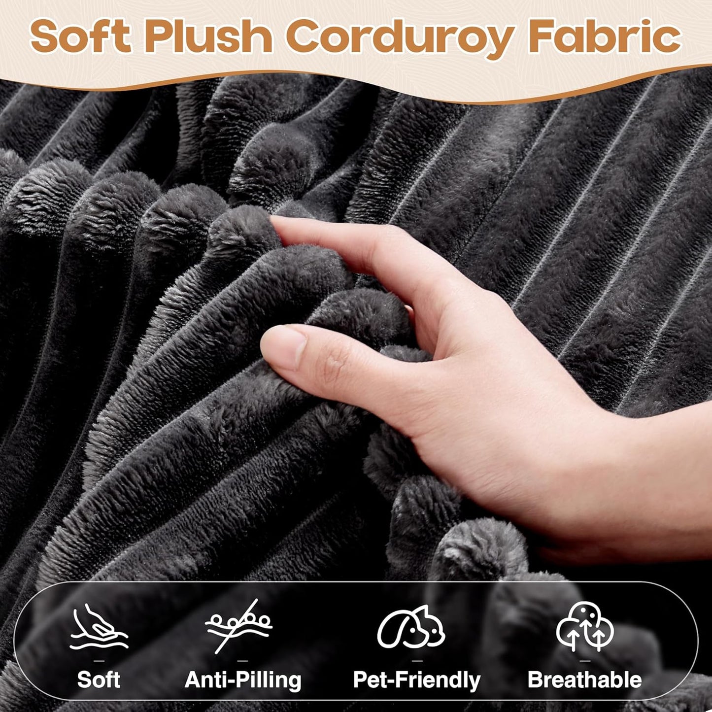 Cloud Sectional Couches for Living Room,U Shaped Modular Sofas No Assembly,165x107 Inches Plush Corduroy Oversized Floor Couch Set with Deep Seat Chaise,Grey