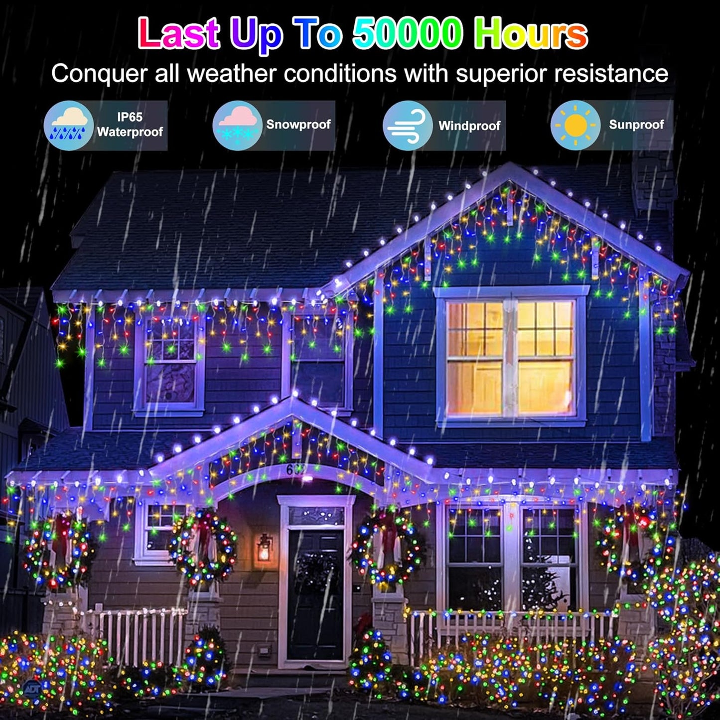 1332 LED 132FT Christmas Lights with 296 Drops, 12 Modes Dimmable Multicolor Outdoor Hanging Lights with Timer Memory, Waterproof Curtain Lights for Home Bedroom Indoor Tree Window Roof Fence Wedding