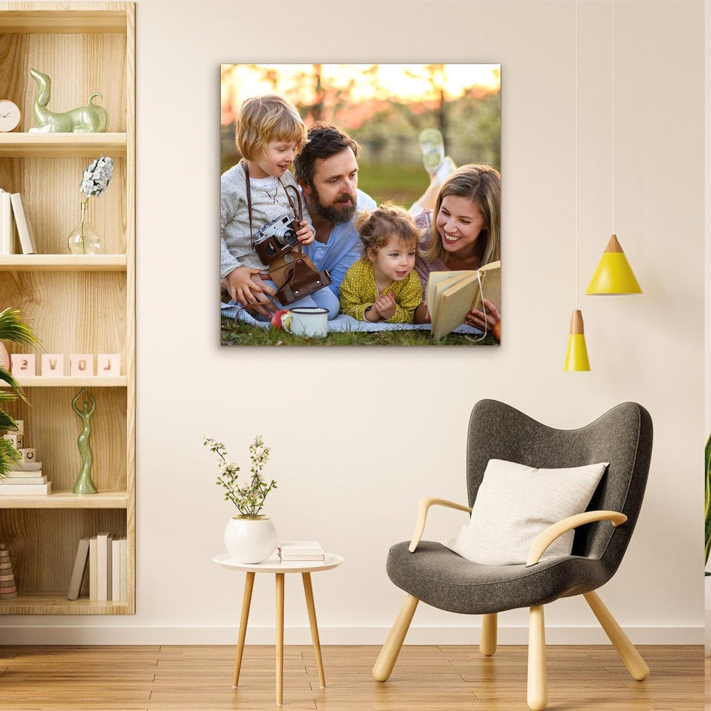 Custom Canvas Prints with Your Photos- Personalized Print Canvas Pictures, Custom Wall Art Gift for Living Room, Bedroom, Wedding Family Baby Pets Framed 16 x 16 inche