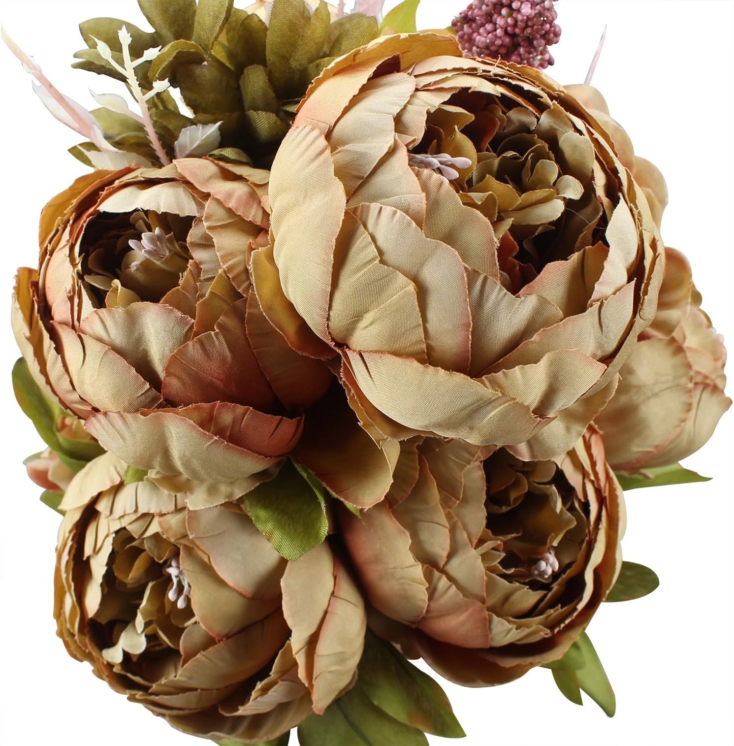 Duovlo Fake Flowers Vintage Artificial Peony Silk Flowers Wedding Home Decoration,Pack of 1 (Coffee)
