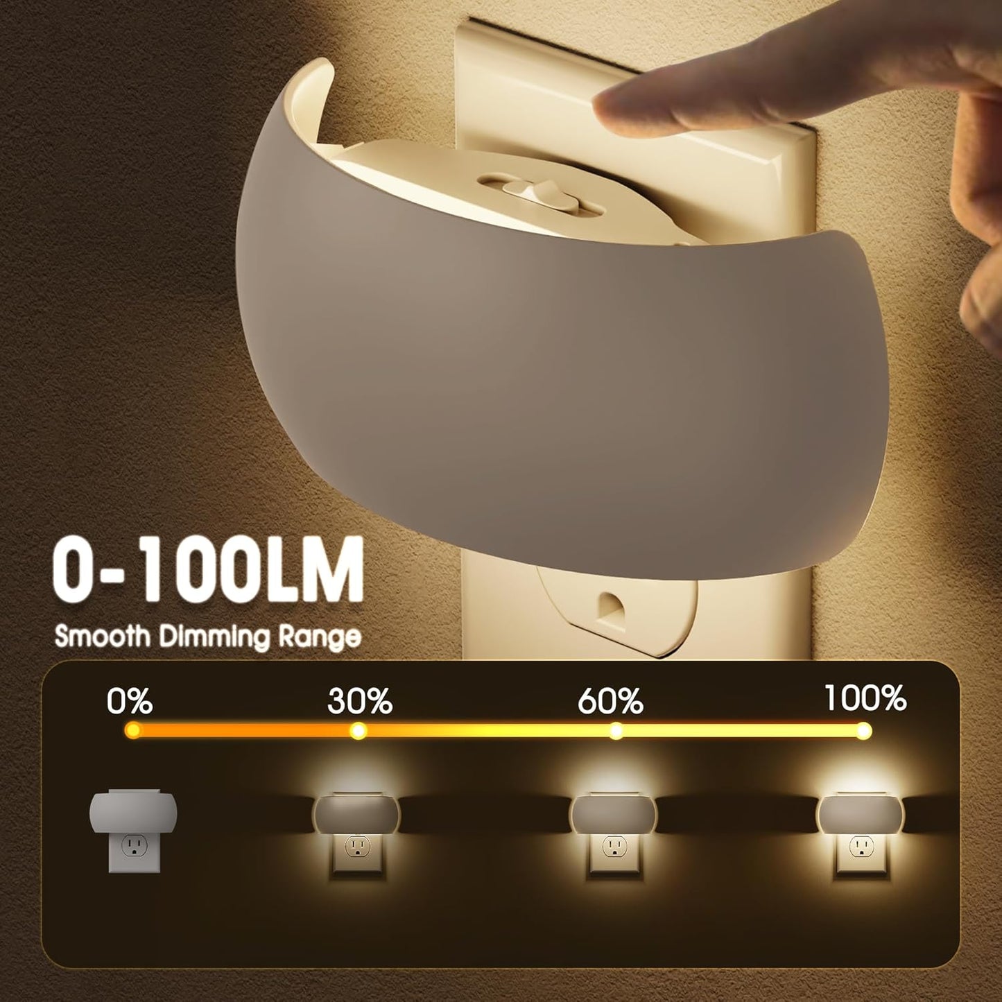 Briignite Night Light, Night Lights Plug into Wall, Backlit, Auto Dusk to Dawn Sensor, 0-100LM Dimmable Night Light, LED Plug in Sleep Nightlight for Kids, Bathroom, Bedroom, Hallway, Stairs, 1 Count