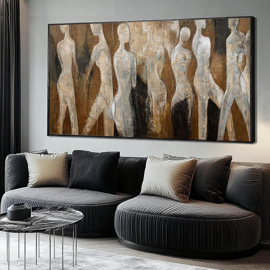 CHUDANHAO White and Brown Wall Art Graffiti Home Wall Decor Abstract Wall Pictures 24"x48" Decorations for Bedroom Dining Room Posters