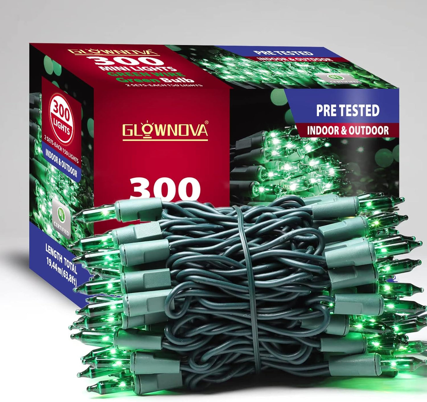 Green Wire,Green Incandescent Bulb 300 Mini String Lights for Indoor Christmas Tree Garland Birthday Wedding Party Festival Decoration