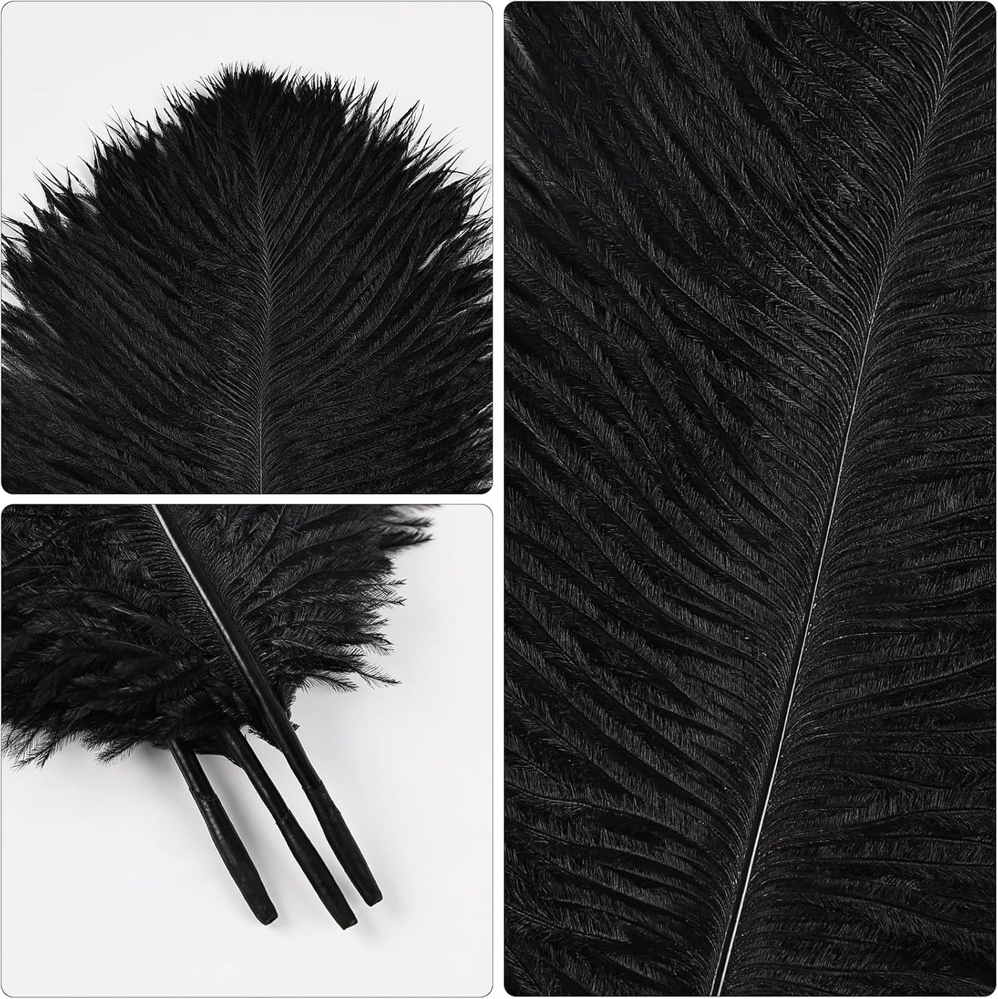 THARAHT Black Ostrich Feathers 24pcs Natural Bulk 8-10Inch 20cm-25cm for Crafts Wedding Party Centerpieces Halloween and Home Decoration Feathers