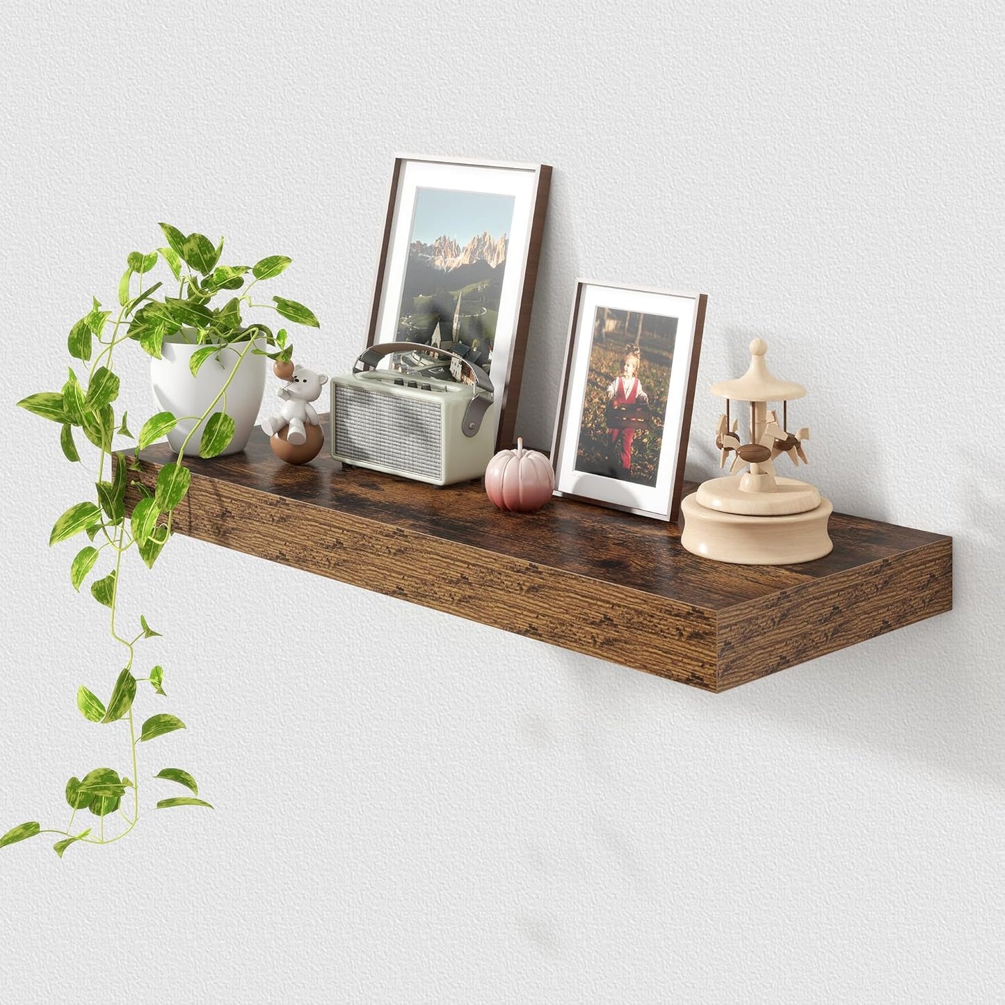 Deep Floating Shelves for Wall | 30 Inch Wide x 12 Inch Deep Floating Shelves | 30W x 12D Rustic Wood Wide Wall Shelves | Bookshelf Laundry Shelf TV Shelf