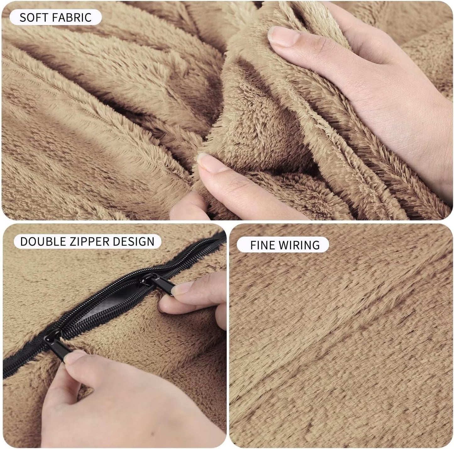 Bean Bag Chair for Adults 6FT,Soft Removable Cover for Teens/Girls Bedroom,Fluffy Giant Round Floor Beanbag Lounger Chairs (No Filler,Tan)