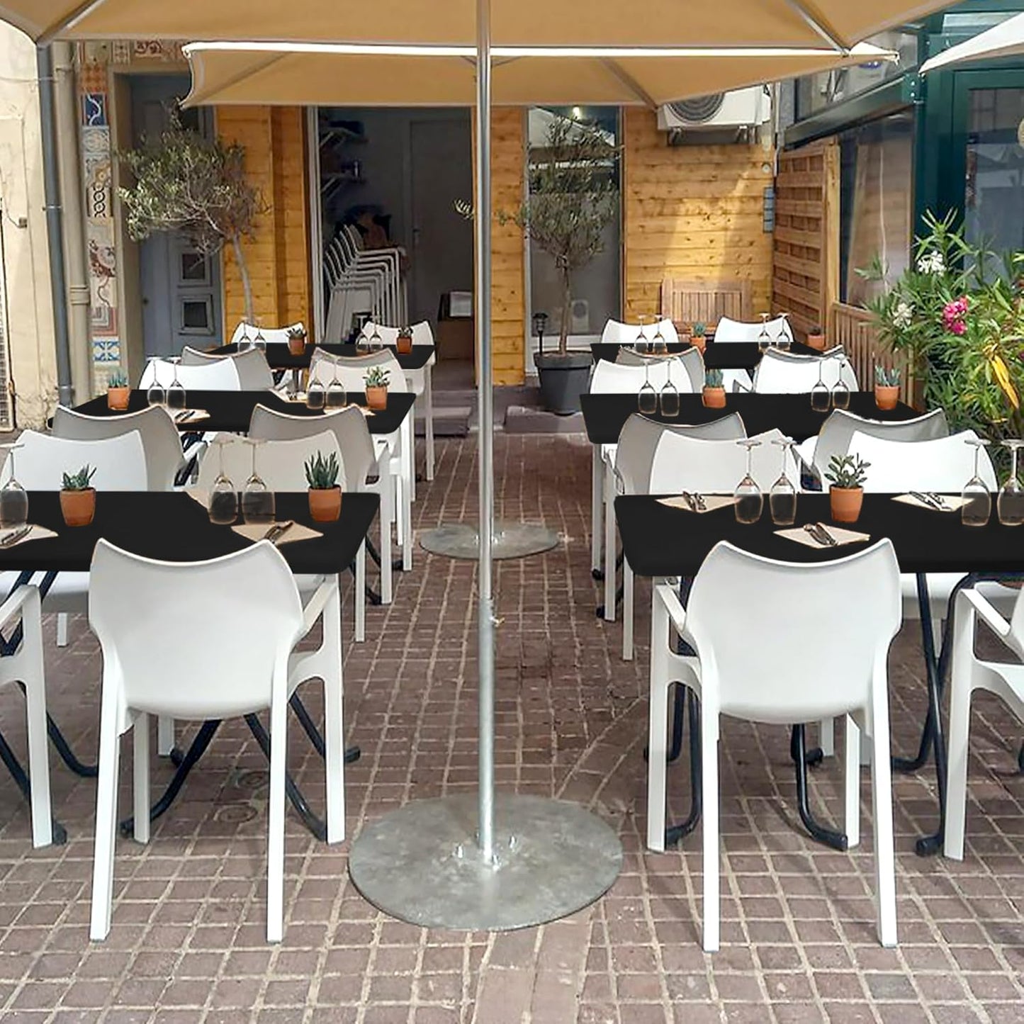 Fitted Tablecloth for 6 Foot Rectangle Tables-2 Pack Black Elastic Outdoor Picnic Table Cover-Spandex Stretch Folding Table Cloths 6 ft for Camping Dining Room Patio Kitchen Banquet Party