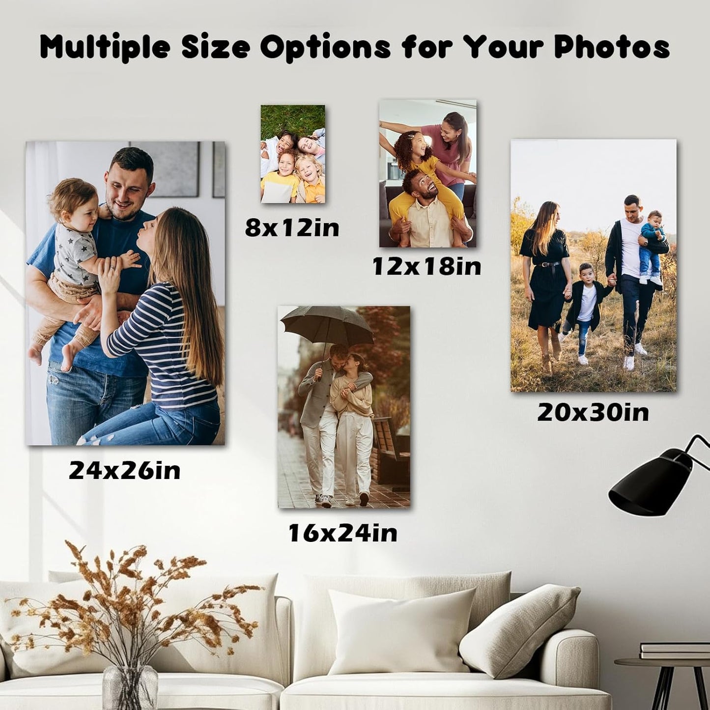 Canvas Prints With Your Photos, Custom Poster On Canvas Customized Canvas Prints with Your Photos Gift for Living Room, Bedroom, Friend，Lover, Wedding Pet Baby Family Photo Framed Wall Art 16×24