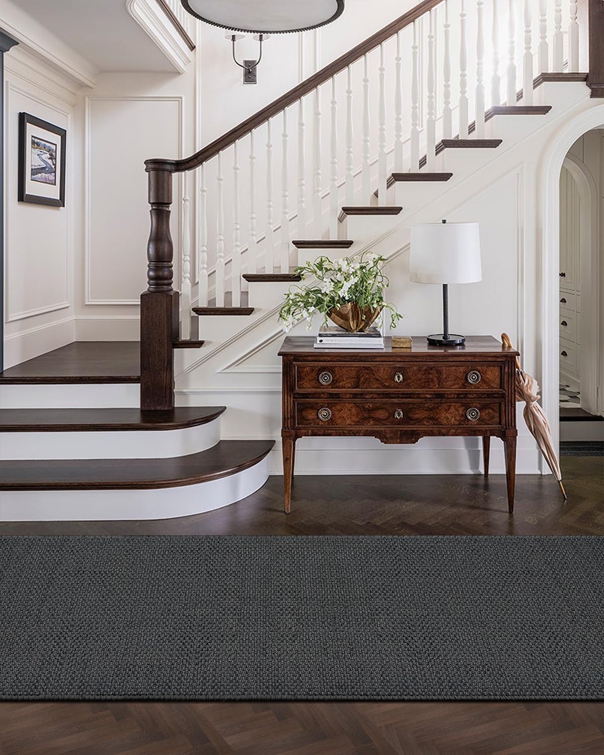 Color&Geometry Door Mat 3'x10' Runner Rug with Rubber Backing, Non Slip Washable Hallway Rug, Carpet Runners for Hallway Living Room Bedroom, Grey (Rolled-up NO Creases)