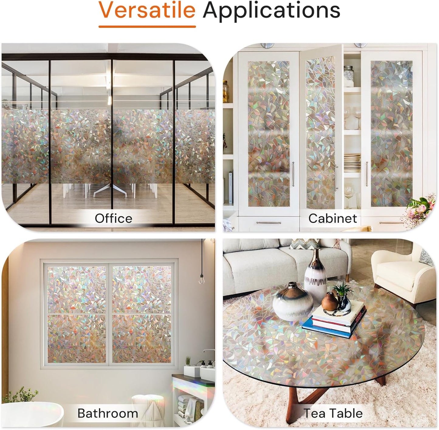 DOWELL Window Privacy Film, Rainbow Window Film, Decorative Stained Glass Clings, Static Cling Door Sticker, Non-Adhesive 3D Decals for Home UV Protection, Dark Brown, 23.6 x 78.7 inches